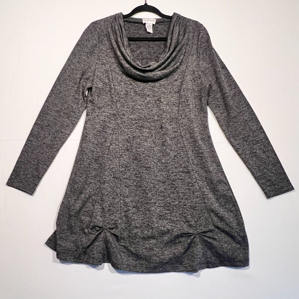 Soft‎ Surroundings Tunic Top Cowl Neck Gray Lightweight Cozy Casual Women's M